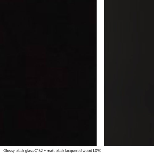 Glossy black lacquered glass | Extension Matt black lacquered wood