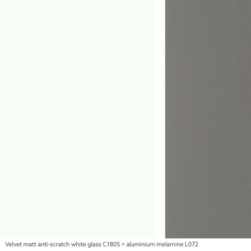 Velvet matt anti-scratch white lacquered glass | Aluminium melamine