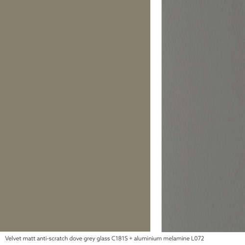 Velvet matt anti-scratch dove grey lacquered glass | Aluminium melamine