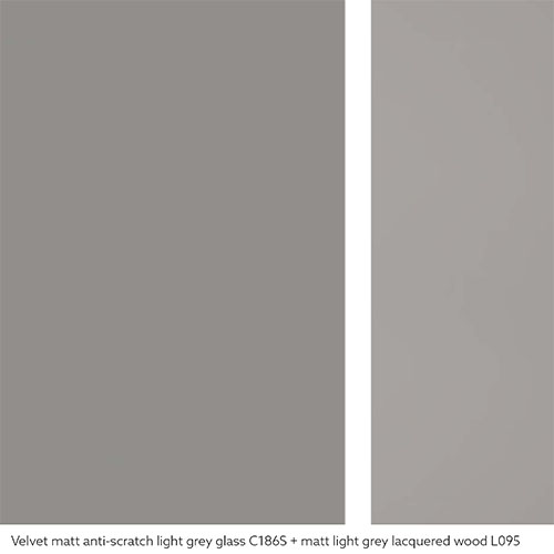Velvet matt anti-scratch light grey lacquered glass | Extension Matt light grey lacquered wood