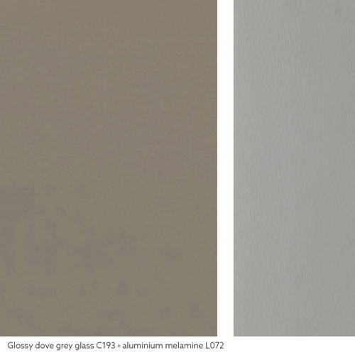 Glossy dove grey lacquered glass | Aluminium melamine