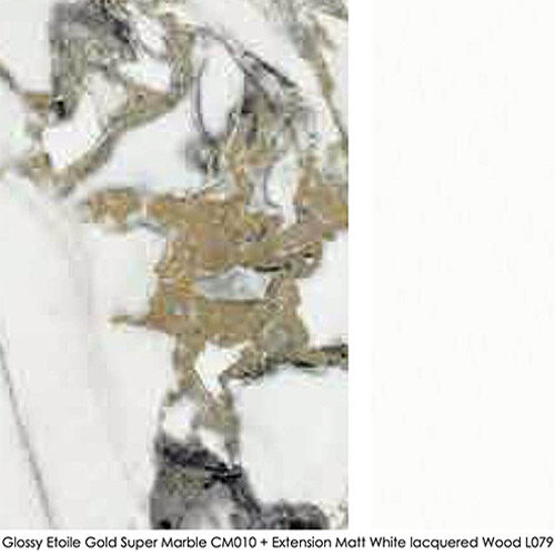 Glossy Étoile Gold SuperMarble | Matt white lacquered wood