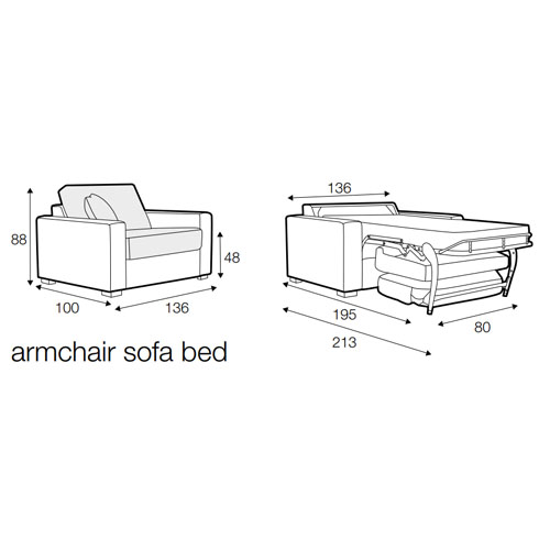 LAINA ARMCHAIR SOFA BED (BED SURFACE 80 x 195 H: 57cm)