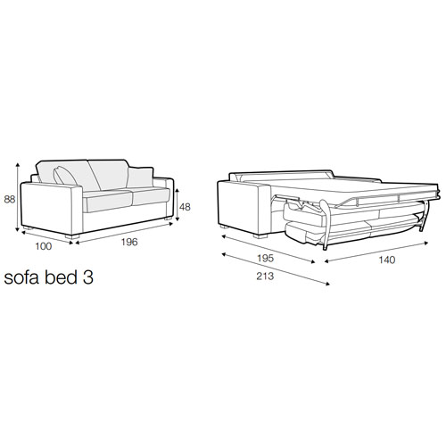 LAINA MEDIUM SOFA BED 140 (BED SURFACE 140 x 195 H: 57cm)
