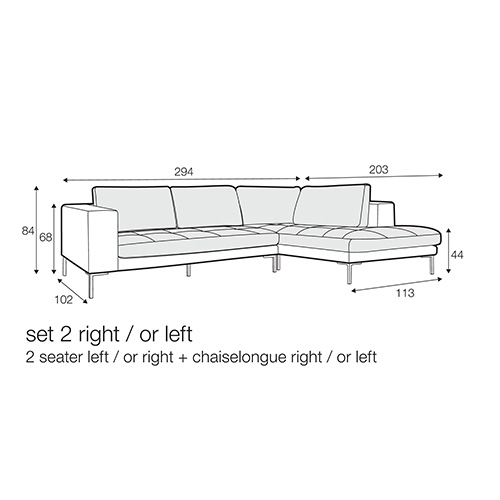 Manhattan Set 2 – 2 Seater Corner Sofa With Chaiselongue