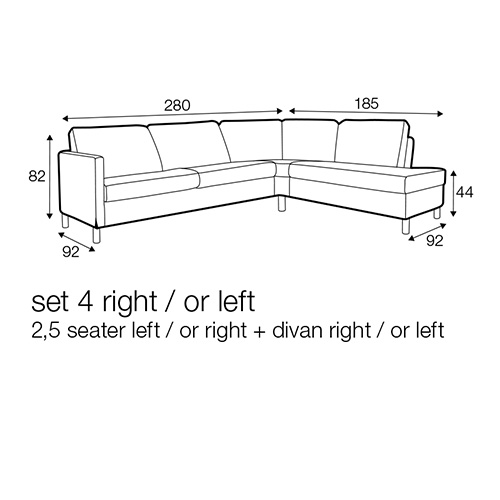 2.5 Seater Left / or Right + Divan Right / or Left
