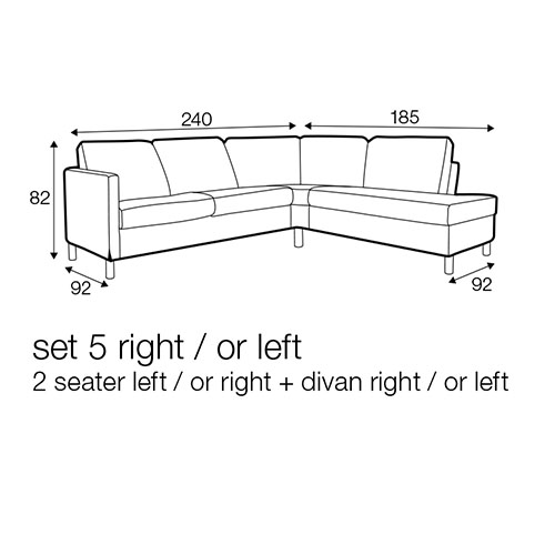 2 Seater Left / or Right + Divan Right / or Left