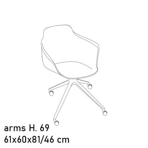 34.24 Swivel Central Leg W/Castors With Arms
