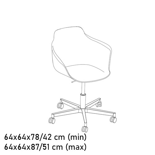 34.25 Swivel Di-Cast Alu W/Castors With Arms
