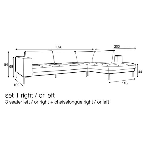 Manhattan Set 1 – 3 Seater Corner Sofa With Chaiselongue
