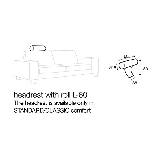 Headrest L-60 W/Roll Std