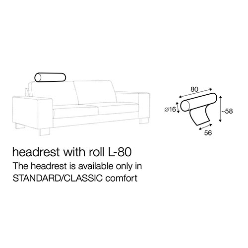 Headrest L-80 W/Roll Std
